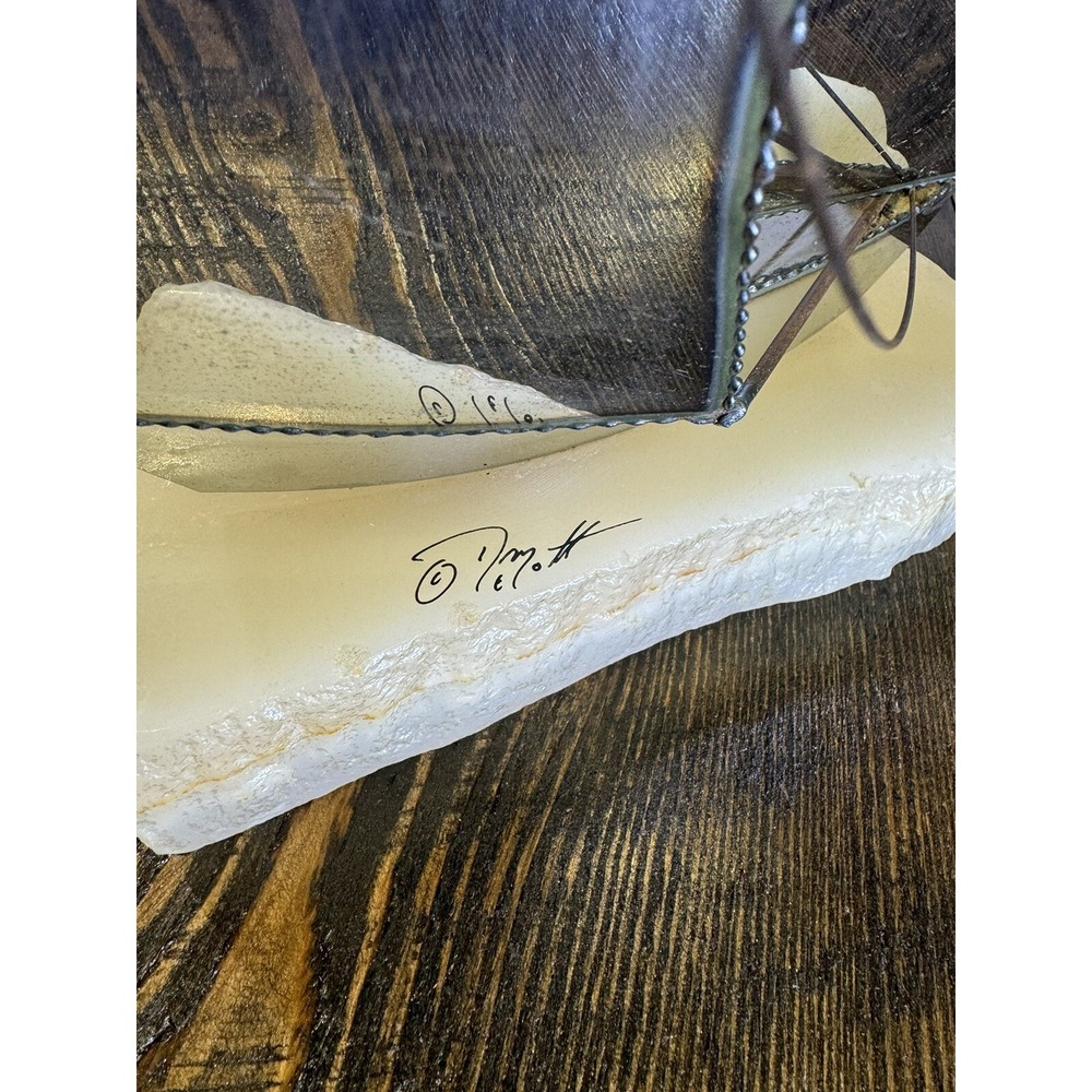 Vintage Signed John DeMott Art Metal Sailboat 17" Onyx Collectible 1975 boat - Picture 11 of 16